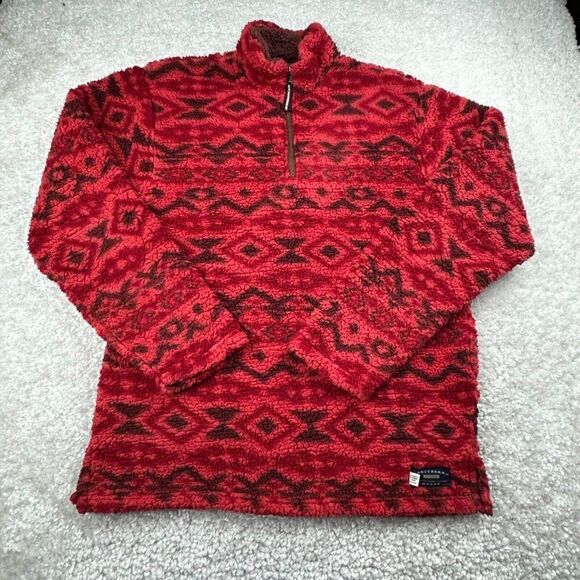 Southern Marsh 1/4 Zip Appalachian Peak Red Aztec Sherpa Pullover - Picture 2 of 7